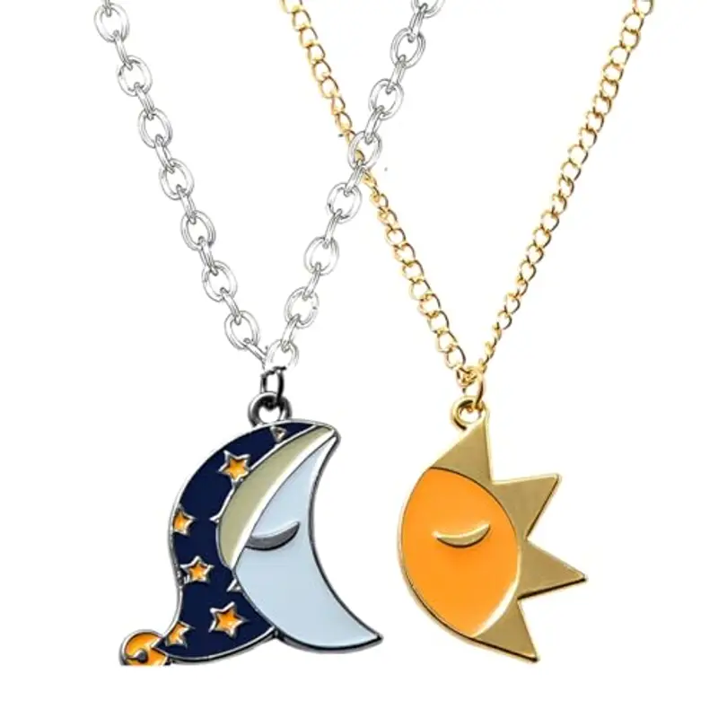 QEQSHQO Confezione da 3 Collana Sole Luna Collana dell'Amicizia, Regalo di Compleanno per Ragazze Regalo con Catena