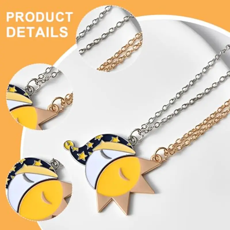 QEQSHQO Confezione da 3 Collana Sole Luna Collana dell'Amicizia, Regalo di Compleanno per Ragazze Regalo con Catena miniatura 3