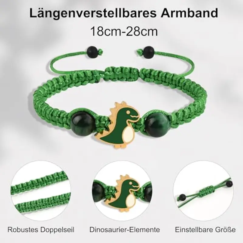 QianSiLi Padre e figlio Regalo per figlio Bracciale dinosauri Braccialetti bambini Bracciale ragazzo Regalo compleanno miniatura 3