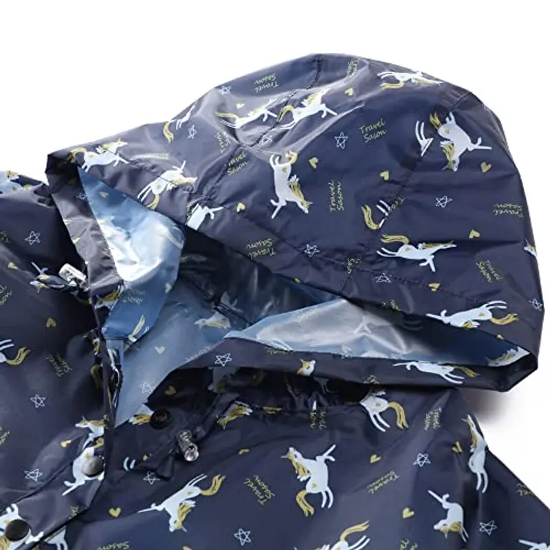 QIKADO Mantellina Pioggia Bambina Unicorno, Impermeabile Bambino Poncho Antipioggia Unisex con Bag 3-5anni miniatura 3