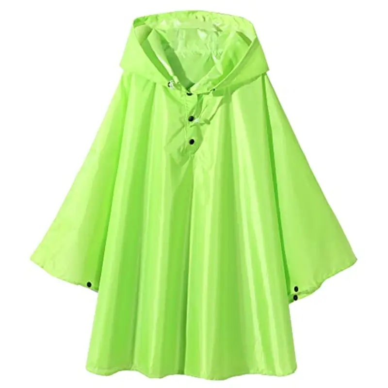 QIKADO Poncho Impermeabile Bambina Unisex con Capouccio Leggero Traspirante Antipioggia A Prova di Vento Verde/M