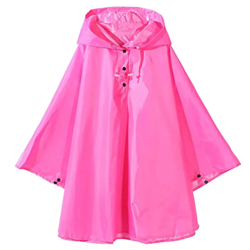 QIKADO Tuta Antipioggia Bambina Leggera e Resistente Poncho Impermeabile con Borsa Portatile Rosa/L