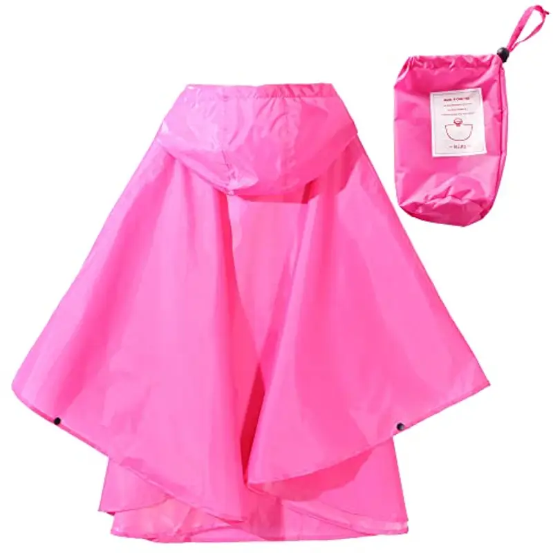 QIKADO Tuta Antipioggia Bambina Leggera e Resistente Poncho Impermeabile con Borsa Portatile Rosa/L miniatura 2