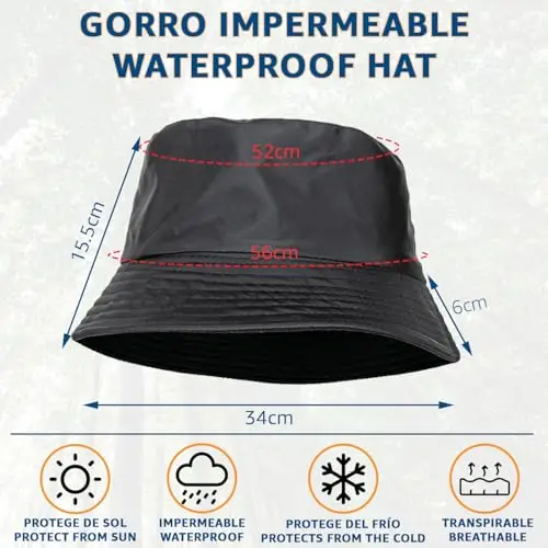 QILZO Cappello da Pioggia Impermeabile Pieghevole Cappello da Pescatore per Uomo e Donna con Fodera Interna Ideale per miniatura 2