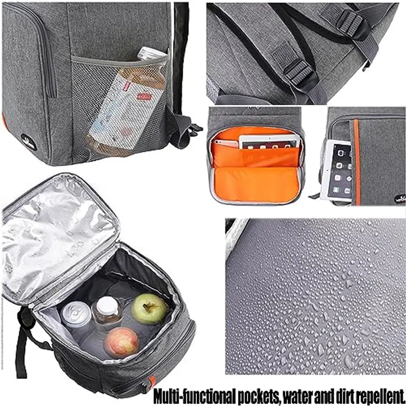 QINGLOU Zaino Termico Frigo 25L, Borsa Termica Porta Pranzo Borsa Frigo Borsa della Spesa Isoterma, Grande Frigo Termico per PIC-nic/All'aperto/Barbecue/Campeggio/Eventi Sportivi (A.Blu Navy) miniatura 3