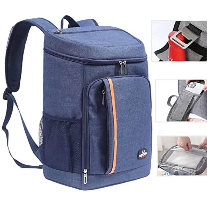 QINGLOU Zaino Termico Frigo 25L, Borsa Termica Porta Pranzo Borsa Frigo Borsa della Spesa Isoterma, Grande Frigo Termico per PIC-nic/All'aperto/Barbecue/Campeggio/Eventi Sportivi (Blu Navy)