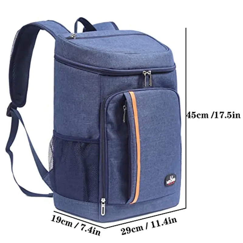 QINGLOU Zaino Termico Frigo 25L, Borsa Termica Porta Pranzo Borsa Frigo Borsa della Spesa Isoterma, Grande Frigo Termico per PIC-nic/All'aperto/Barbecue/Campeggio/Eventi Sportivi (Blu Navy) miniatura 2