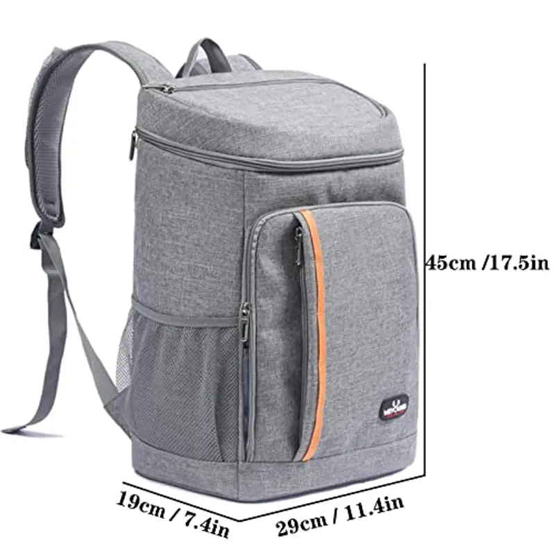 QINGLOU Zaino Termico Frigo 25L, Borsa Termica Porta Pranzo Borsa Frigo Borsa della Spesa Isoterma, Grande Frigo Termico per PIC-nic/All'aperto/Barbecue/Campeggio/Eventi Sportivi (Grigio) miniatura 2