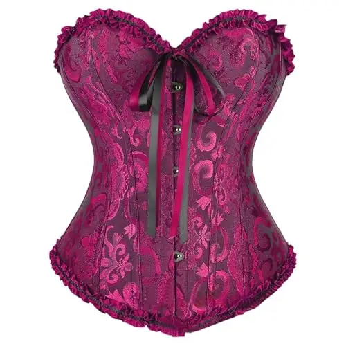 QIUhhpuy Corsetto Nero Donna Elegante, Corsetto Per Donne, Bustino Shapewear, Corpetto In Pizzo Push Up Per La Vita,