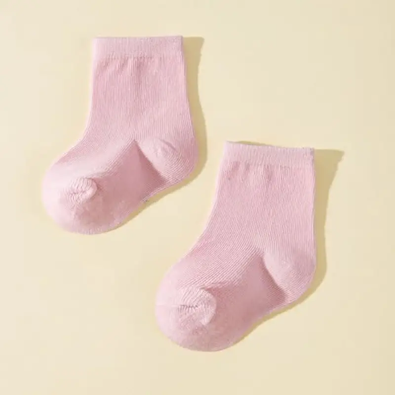 QIYIENDIAN 10 paia di calzini per neonati Calzini in cotone morbido elastici per neonati in tinta unita per bambini miniatura 2