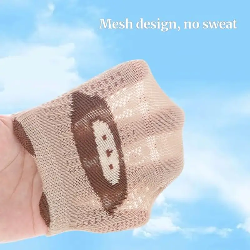 QIYIENDIAN Calzini a rete Antiscivolo Cotone traspirante 5 paia calzini alla caviglia per bambini miniatura 3