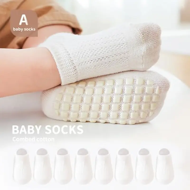 QIYIENDIAN Calzini a rete Antiscivolo Cotone traspirante 5 paia calzini alla caviglia per bambini miniatura 2