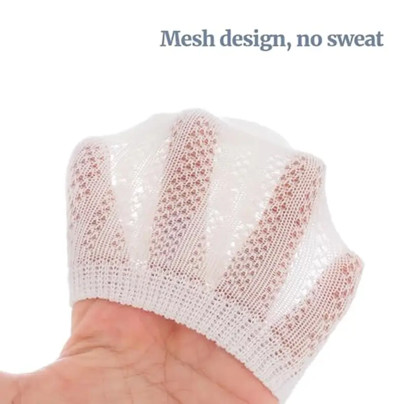 QIYIENDIAN Calzini a rete Antiscivolo Cotone traspirante 5 paia calzini alla caviglia per bambini(A-Purecolour-white, 3-5Y) miniatura 3