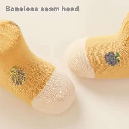 QIYIENDIAN Calzini antiscivolo per bambini in cotone 5 paia calzini neonati animati（Blue fruit，1 miniatura 2