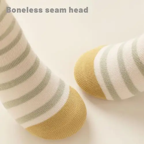 QIYIENDIAN Calzini antiscivolo per bambini in cotone 5 paia calzini neonati animati（Striped bear，1 miniatura 2
