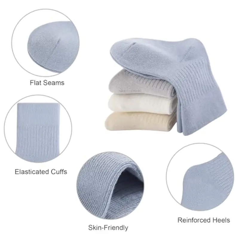 QIYIENDIAN Calzini in cotone morbido 5 paia di calzini elastici colori solidi bambini Ragazzi Ragazze?Blue, 3 miniatura 3