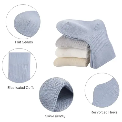 QIYIENDIAN Calzini in cotone morbido 5 paia di calzini elastici colori solidi bambini Ragazzi Ragazze（Blue, 5 miniatura 3