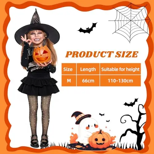 QIZHIQIAMY Collant Halloween Bambina, 2 PCS Calze a Rete Bambina, Calze a Rete con Strass Bambin, Calzamaglia Bambin miniatura 2