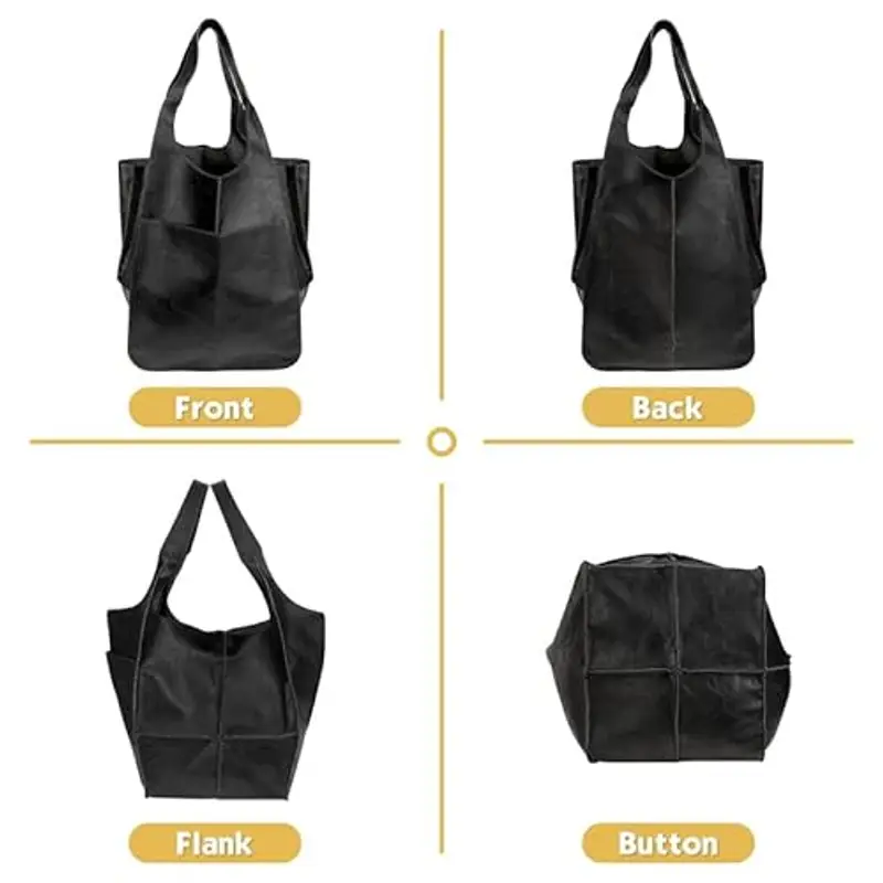 QKFON Borsa Grande in Pelle PU da Donna - Borsa da Lavoro a Tracolla Morbida Oversize - Regalo per Ragazze e Donne miniatura 3