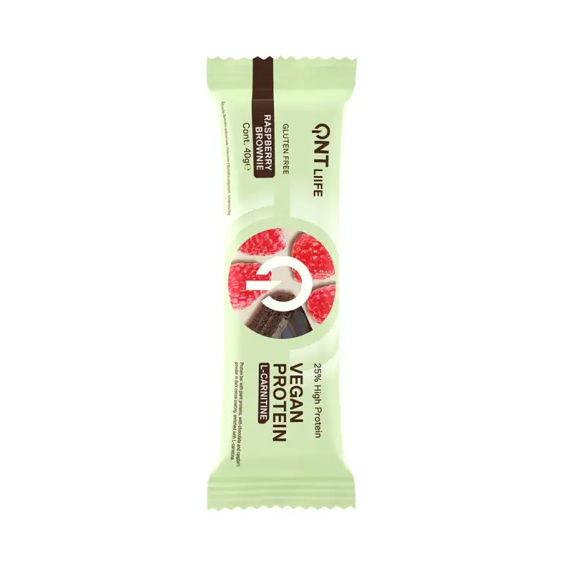 Integratore proteico Cioccolato Brownie Lampone QNT Liife Vegan Protein Bar + L-Carnitine