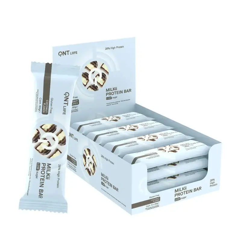 Proteine in polvere Fiocchi di cocco QNT Liife Milkii Protein Bar Low sugar
