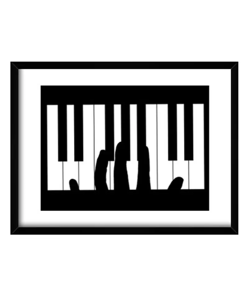 Quadro con cornice orizzontale pianista