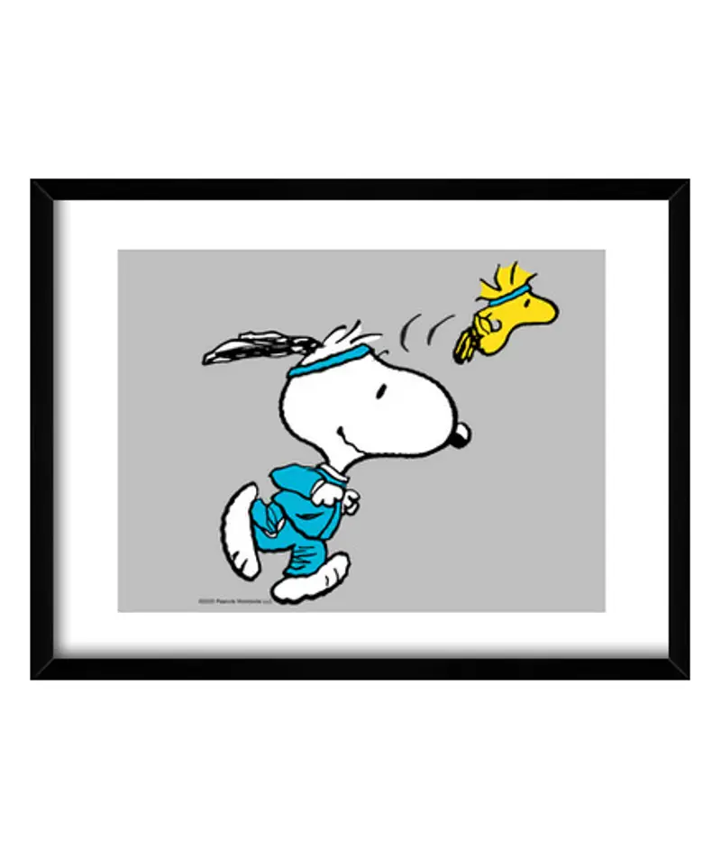 Quadro con cornice orizzontale snoopy e wood stock in esecuzione