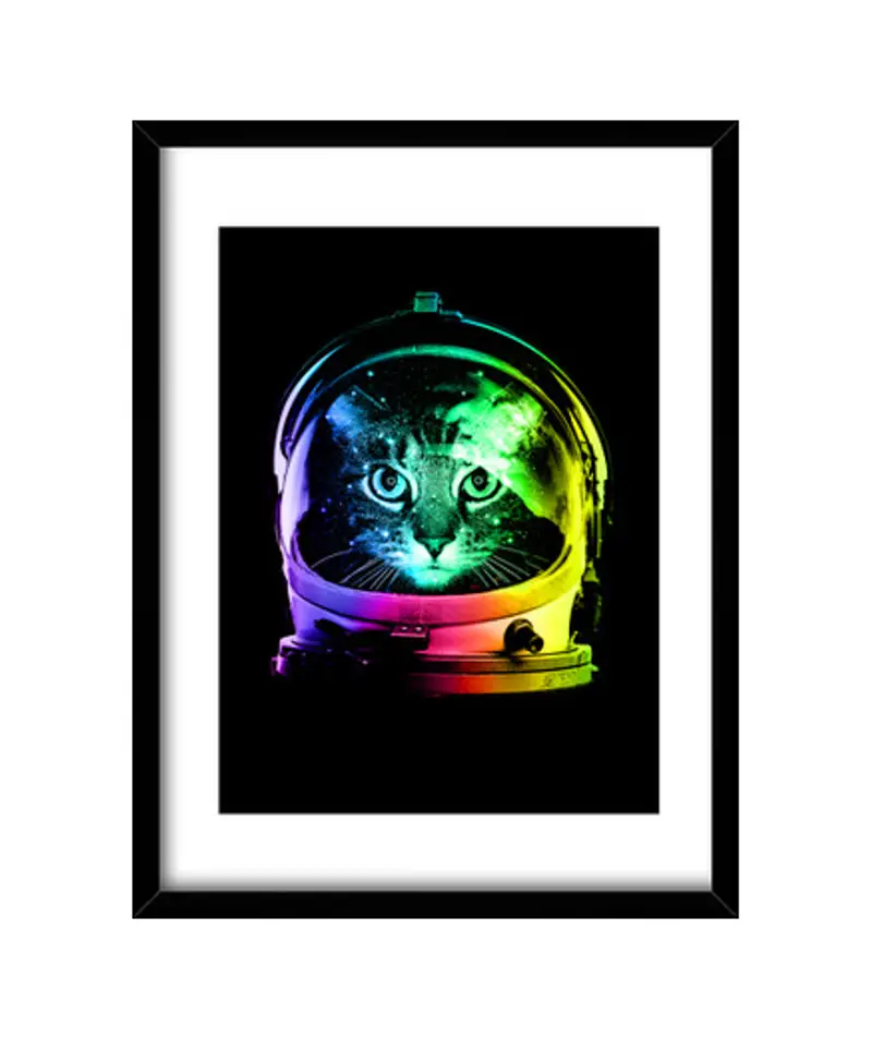 Quadro con cornice verticale astronauta gatto