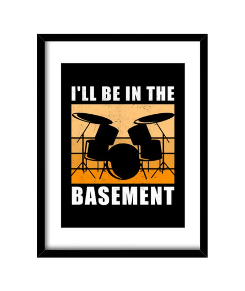 Quadro con cornice verticale batterista batteria sarò nel seminterra