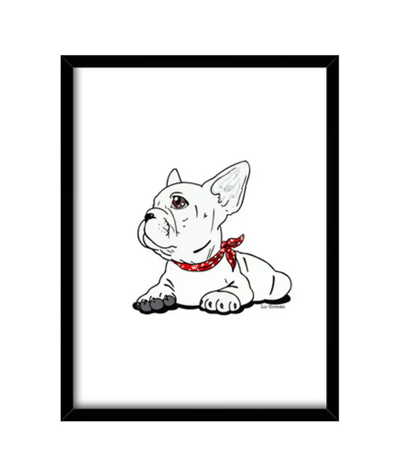 Quadro con cornice verticale bulldog francese.