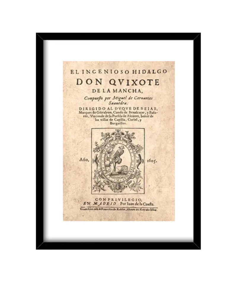 Quadro con cornice verticale cervantes. don chisciotte (stampa)