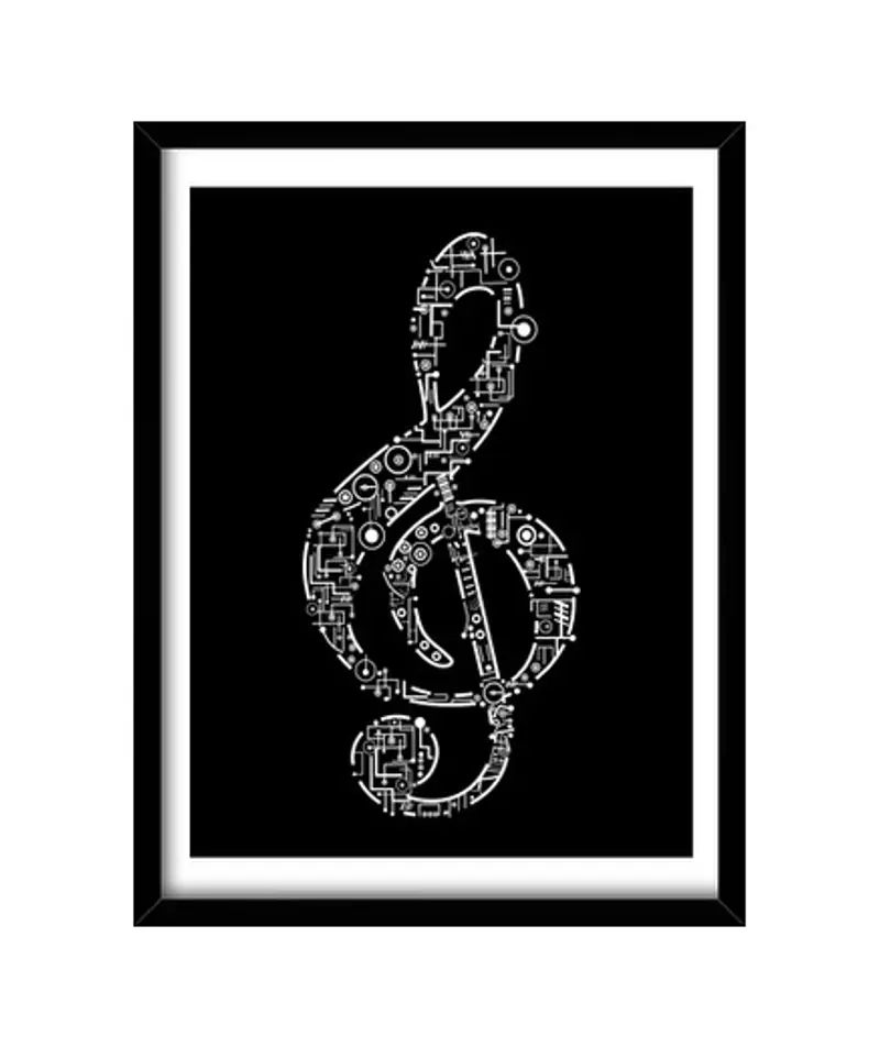 Quadro con cornice verticale chiave di violino - musica - musicisti