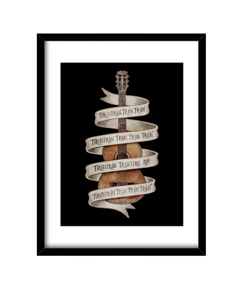 Quadro con cornice verticale chitarra di flamenco con tirititran
