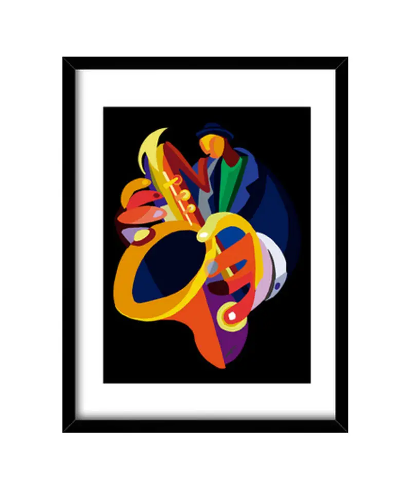 Quadro con cornice verticale colori sax