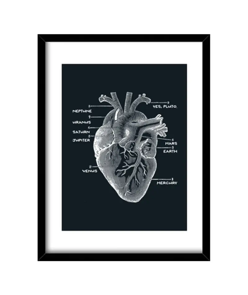 Quadro con cornice verticale cuore astro