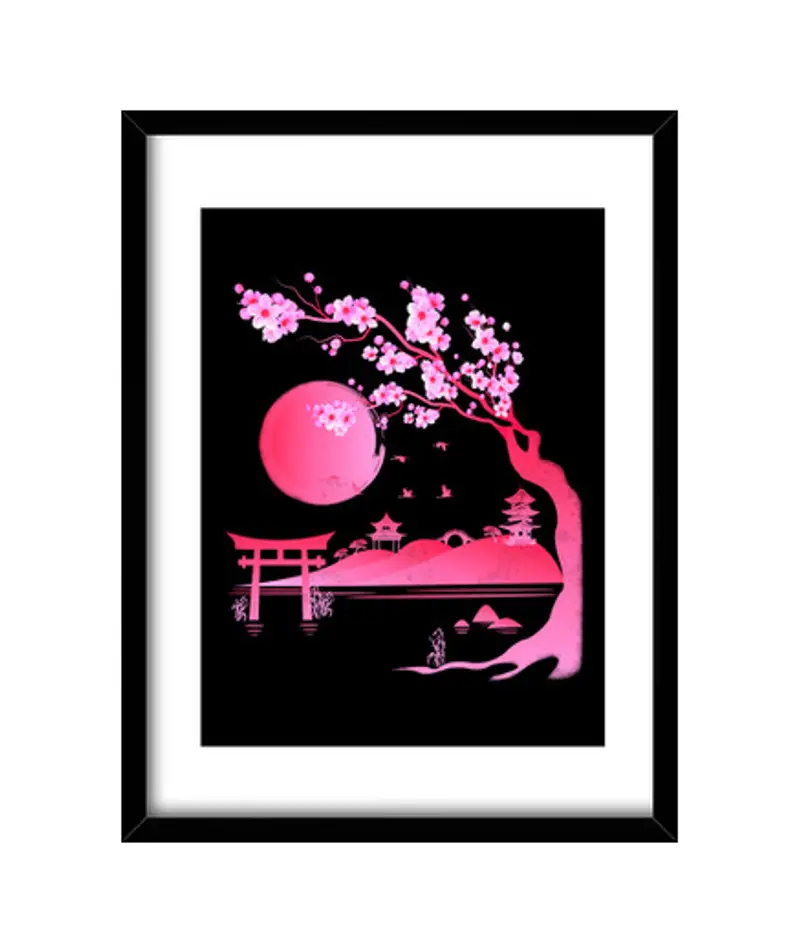 Quadro con cornice verticale fiore di ciliegio