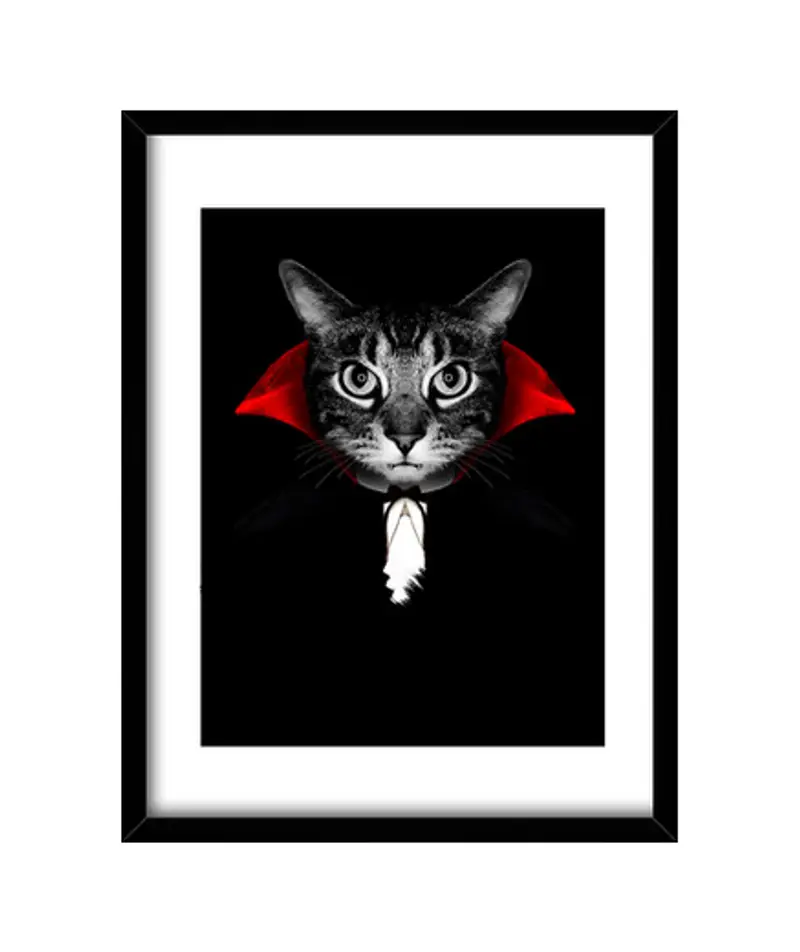 Quadro con cornice verticale gatto vampiro