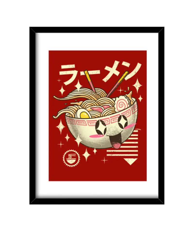 Quadro con cornice verticale kawaii ramen