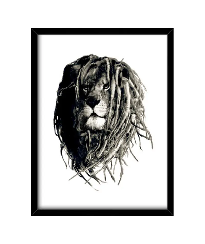 Quadro con cornice verticale leone rasta