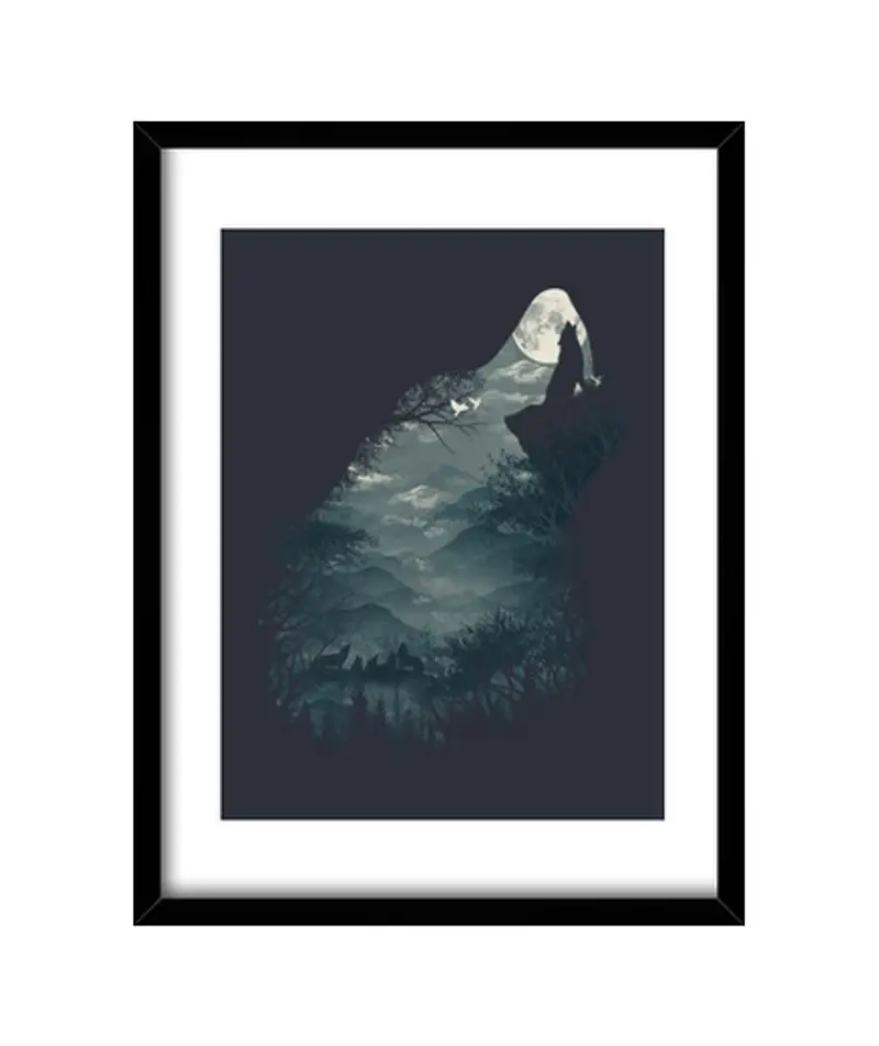 Quadro con cornice verticale lupo