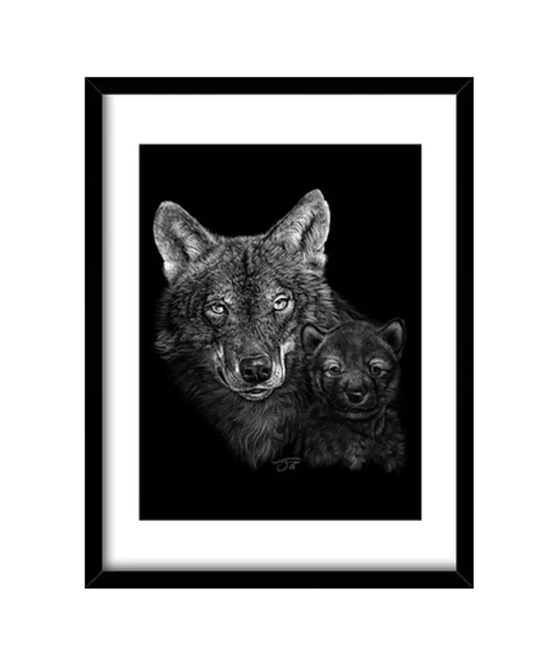Quadro con cornice verticale lupo e wolverine