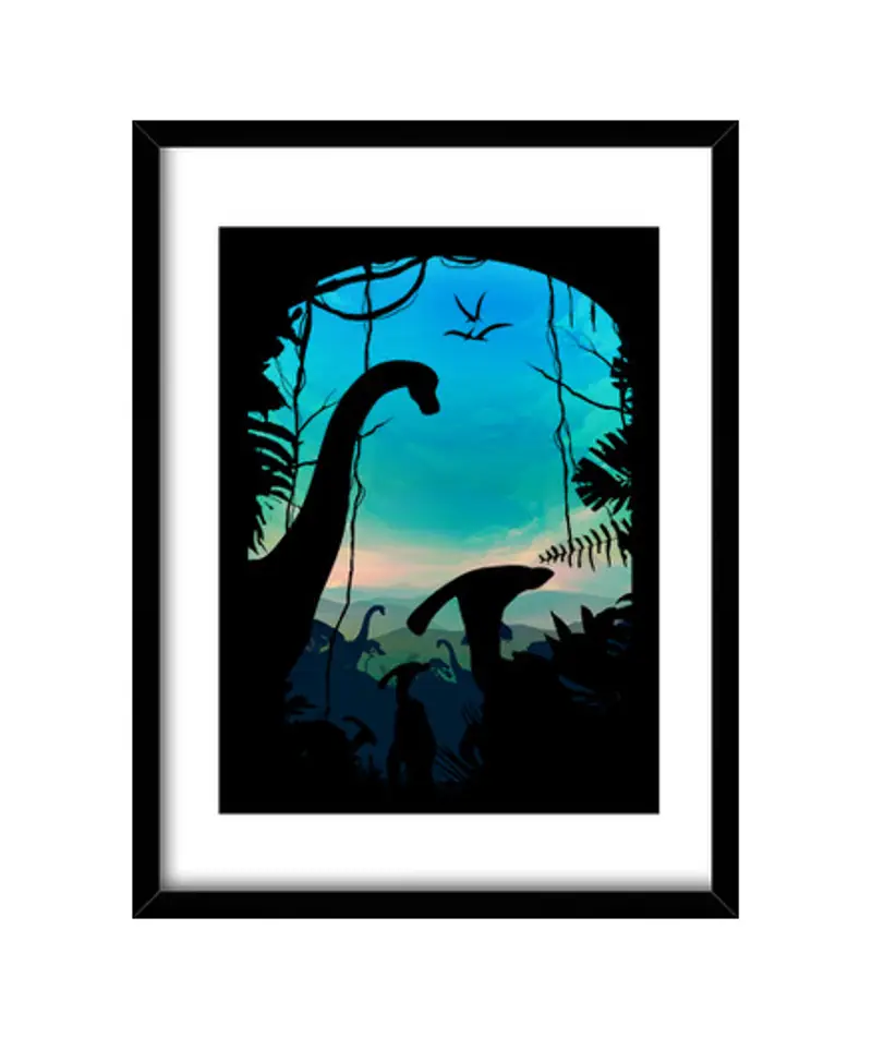 Quadro con cornice verticale mondo dino