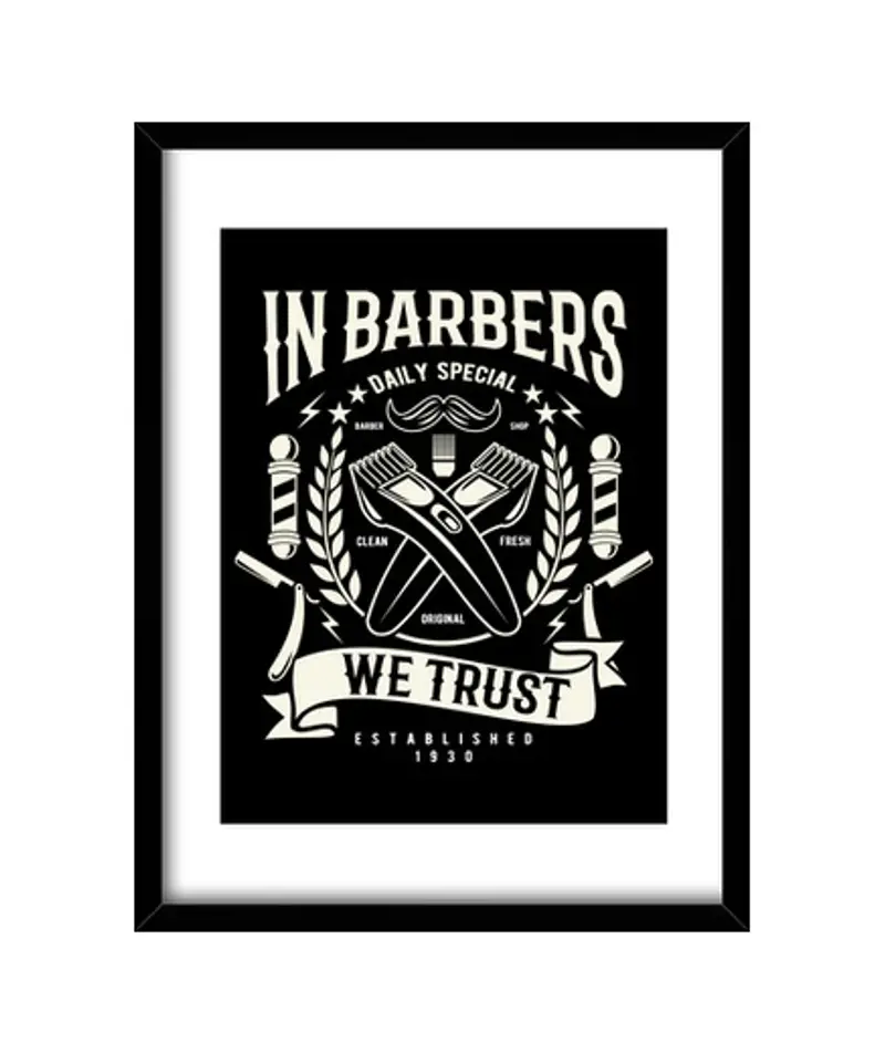 Quadro con cornice verticale nei barbieri noi rust