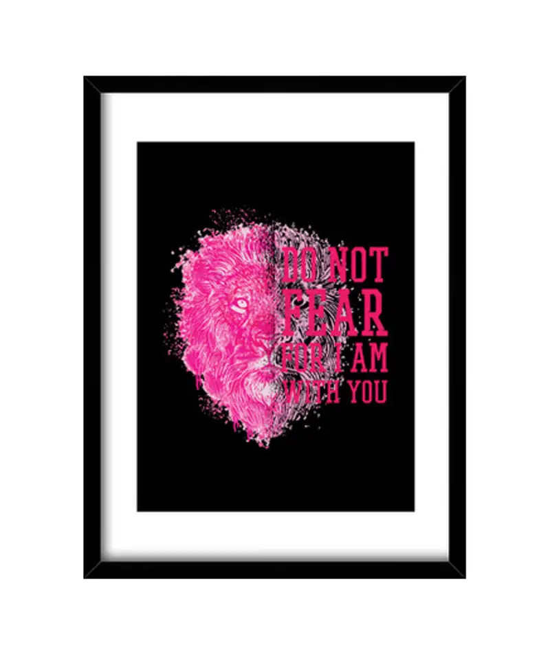 Quadro con cornice verticale non temere perché sono con te leone ros