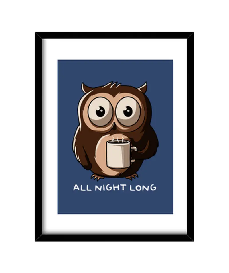 Quadro con cornice verticale notte owl