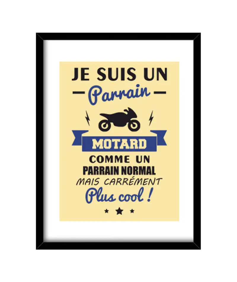 Quadro con cornice verticale padrino motociclista regalo moto umori