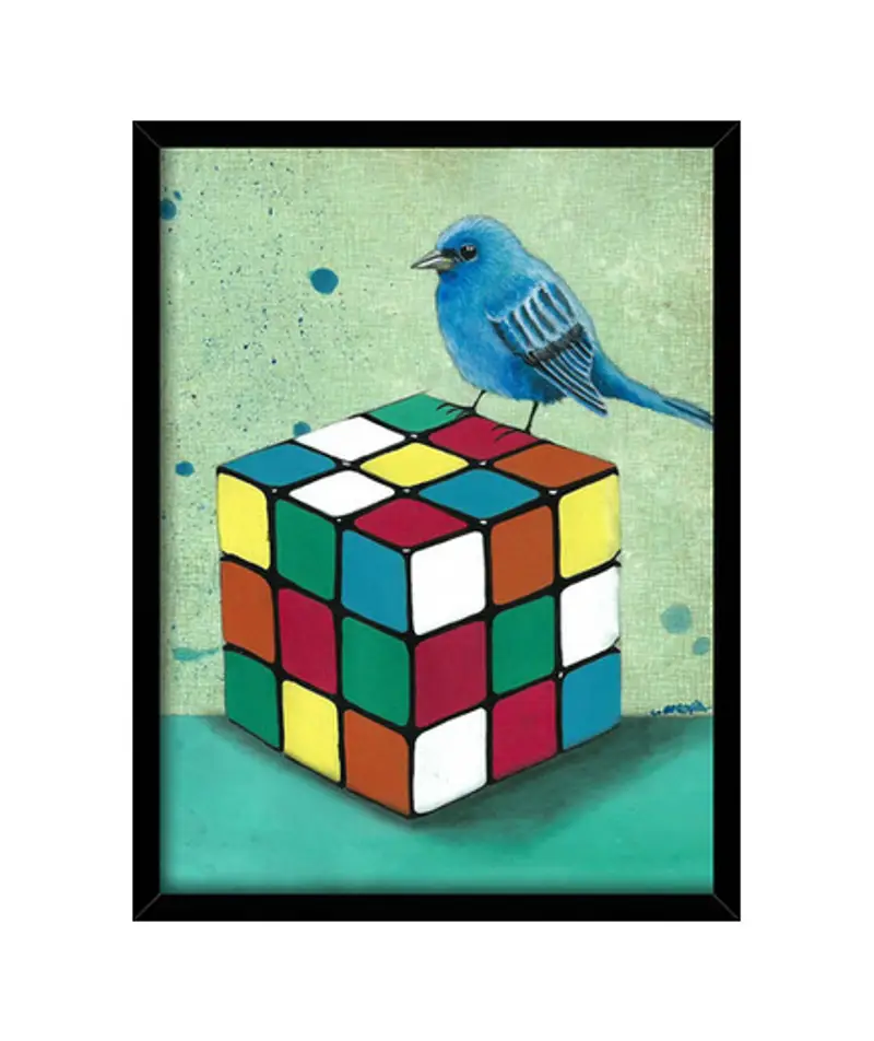 Quadro con cornice verticale rubbik cubo