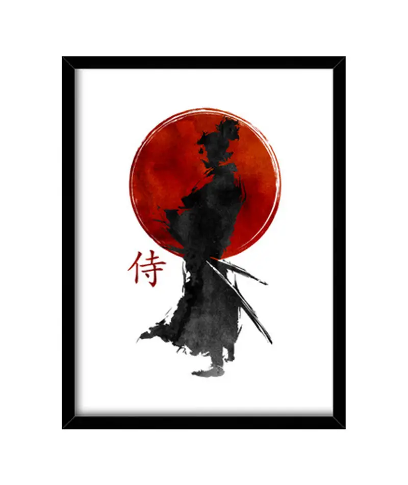 Quadro con cornice verticale samurai