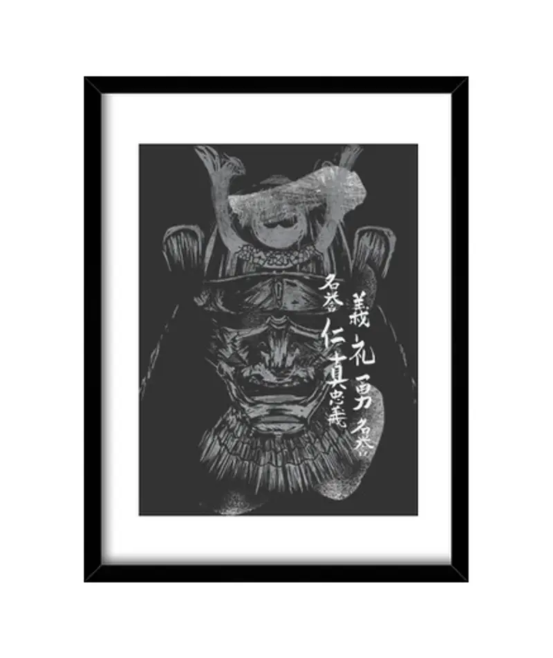 Quadro con cornice verticale samurai bushido bn