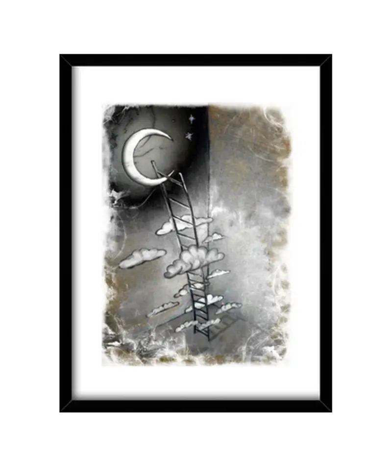 Quadro con cornice verticale scala per la luna